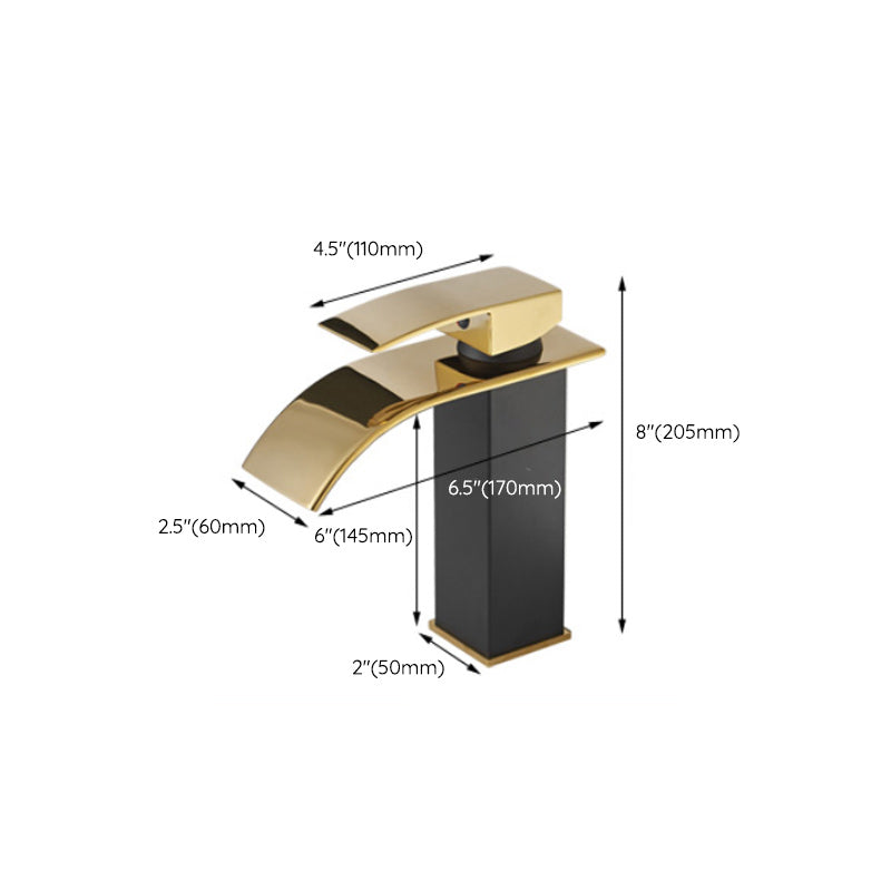 Lisslune | Waterfall Outlet Vase Sink Faucet Lever Handle Square Vase Sink Faucet