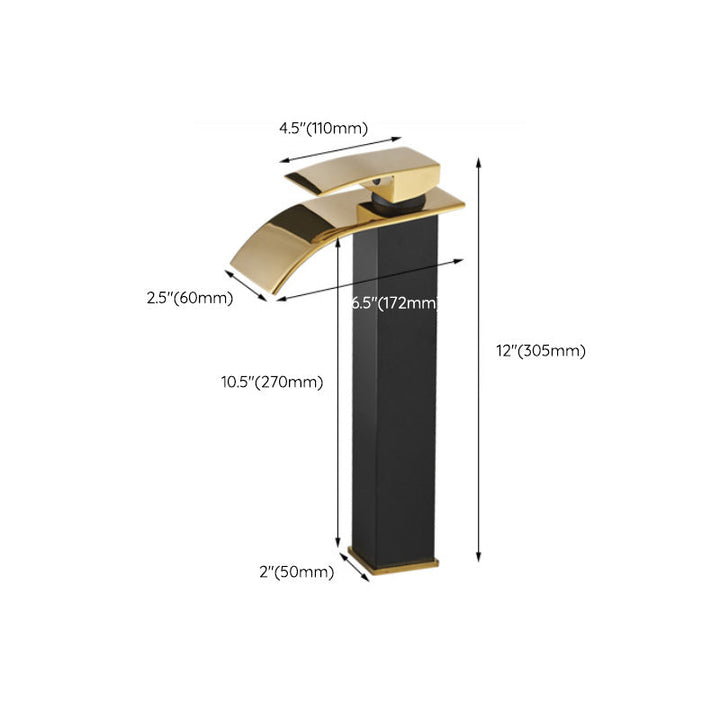 Lisslune | Waterfall Outlet Vase Sink Faucet Lever Handle Square Vase Sink Faucet