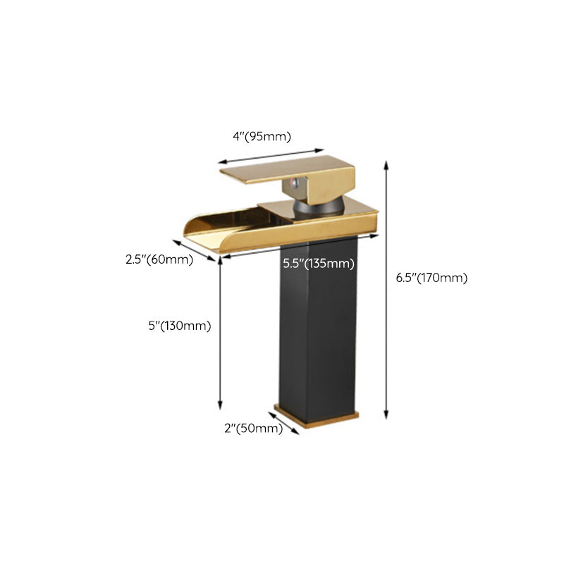 Lisslune | Waterfall Outlet Vase Sink Faucet Lever Handle Square Vase Sink Faucet