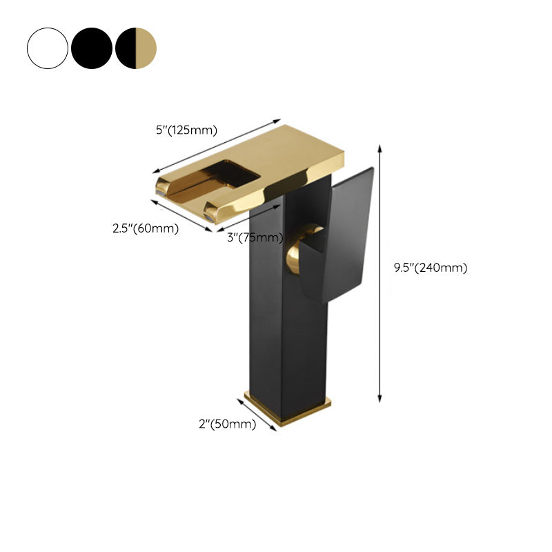 Lisslune | Waterfall Outlet Vase Sink Faucet Lever Handle Square Vase Sink Faucet