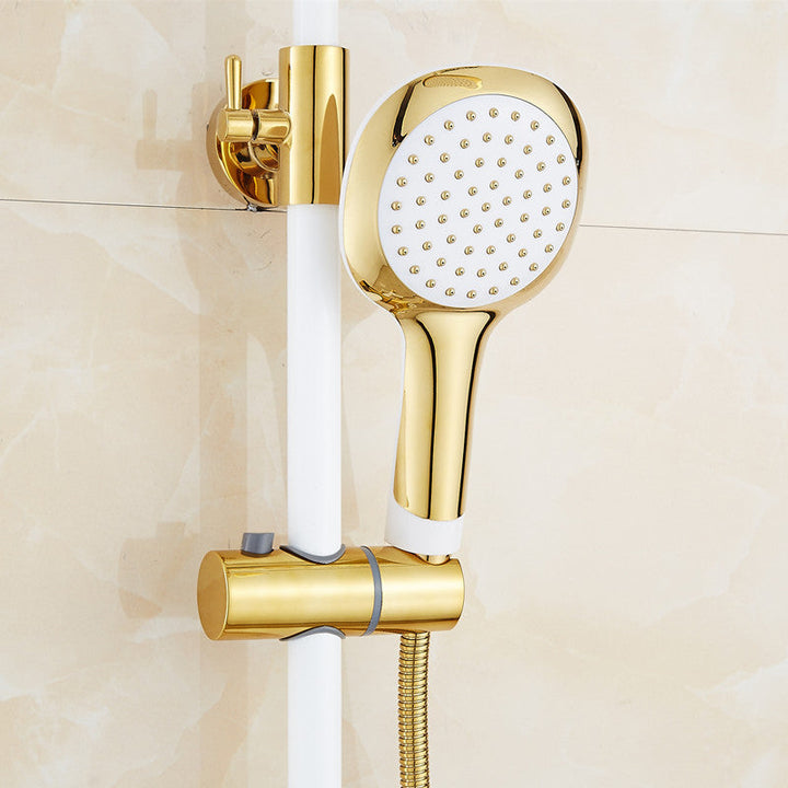 Lisslune | Contemporary Shower Head Square Golden Bathroom Handheld Shower