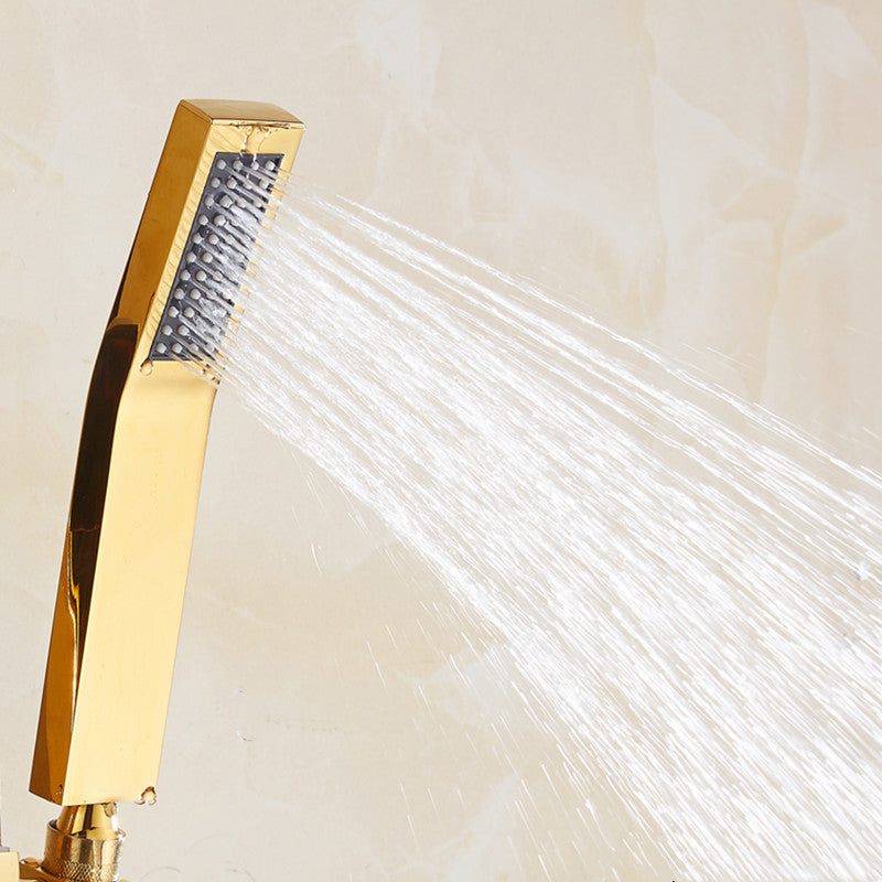 Lisslune | Contemporary Shower Head Square Golden Bathroom Handheld Shower