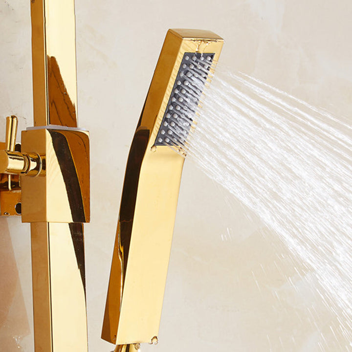 Lisslune | Contemporary Shower Head Square Golden Bathroom Handheld Shower
