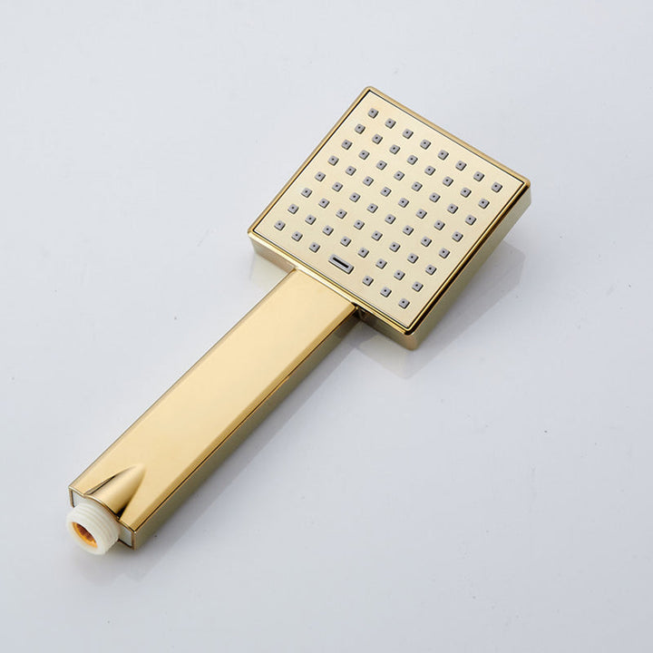 Lisslune | Contemporary Shower Head Square Golden Bathroom Handheld Shower