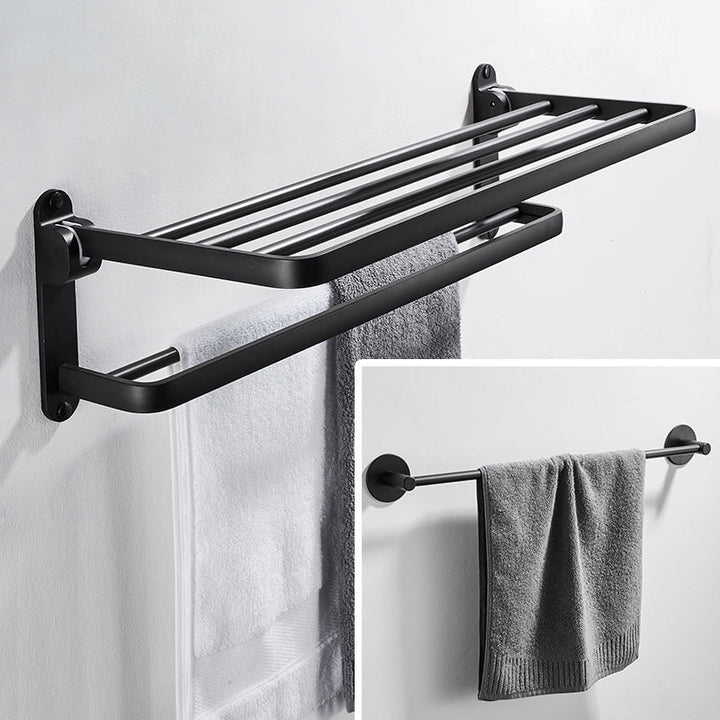 Lisslune | Modern Bathroom Hardware Set Matte Black Metal Bathroom Accessories Set Rustproof