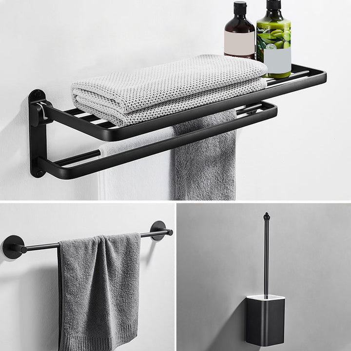 Lisslune | Modern Bathroom Hardware Set Matte Black Metal Bathroom Accessories Set Rustproof