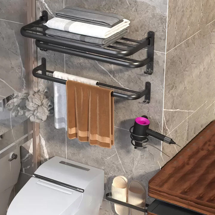 Lisslune | Modern Bathroom Hardware Set Matte Black Metal Bathroom Accessory Kit