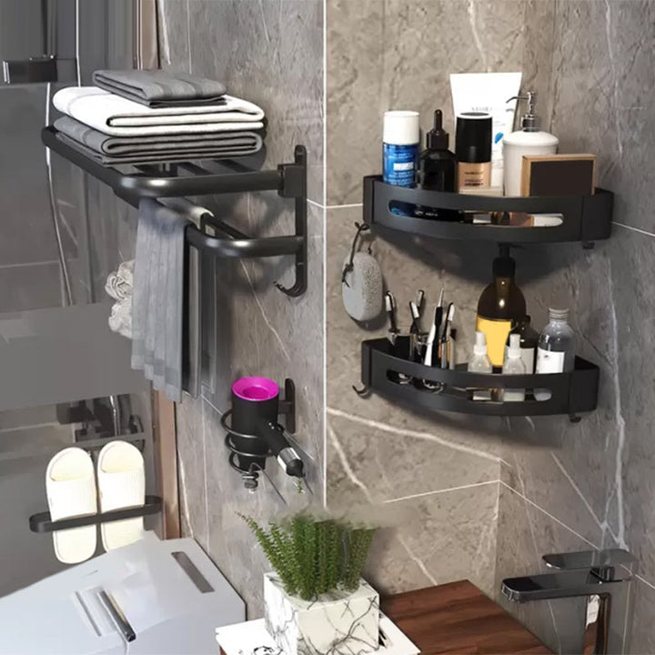Lisslune | Modern Bathroom Hardware Set Matte Black Metal Bathroom Accessories Kit