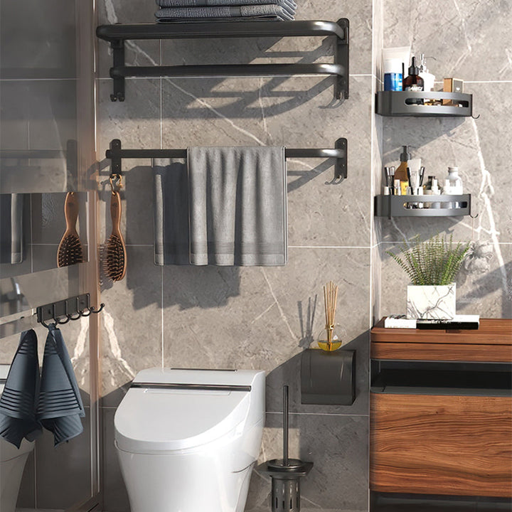 Lisslune | Modern Bathroom Hardware Set Matte Black Metal Bathroom Accessories Kit