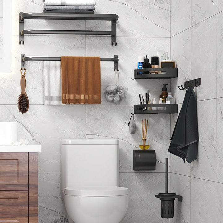 Lisslune | Modern Bathroom Hardware Set Matte Black Metal Bathroom Accessories Kit