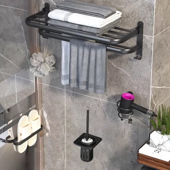 Lisslune | Modern Bathroom Hardware Set Matte Black Metal Bathroom Accessories Kit