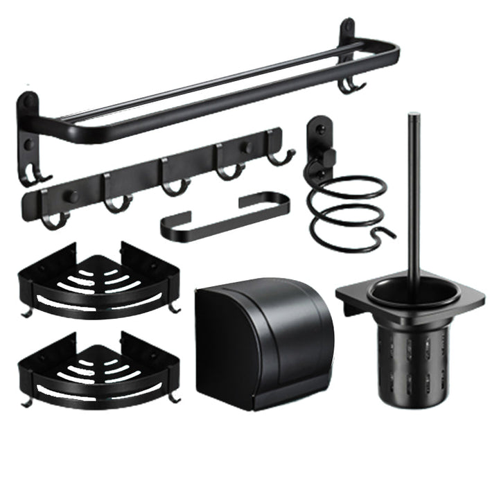 Lisslune | Modern Bathroom Hardware Set Matte Black Metal Bathroom Accessories Kit