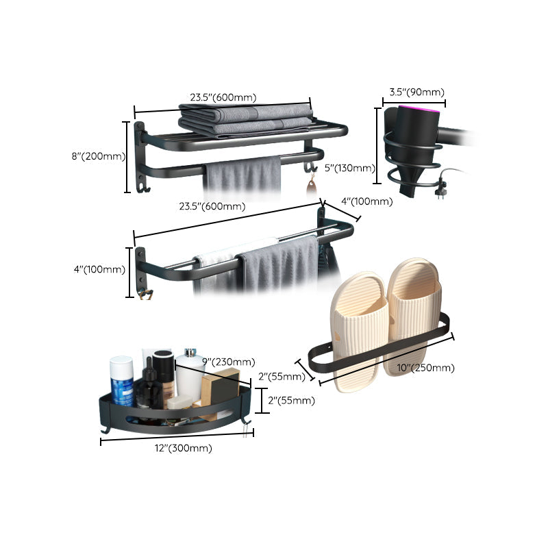 Lisslune | Modern Bathroom Hardware Set Matte Black Metal Bathroom Accessories Kit