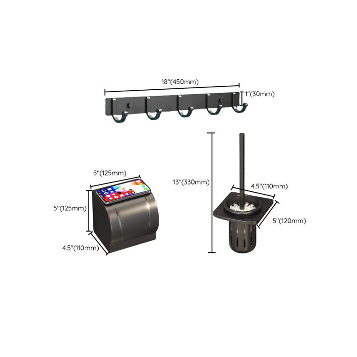 Lisslune | Modern Bathroom Hardware Set Matte Black Metal Bathroom Accessories Kit