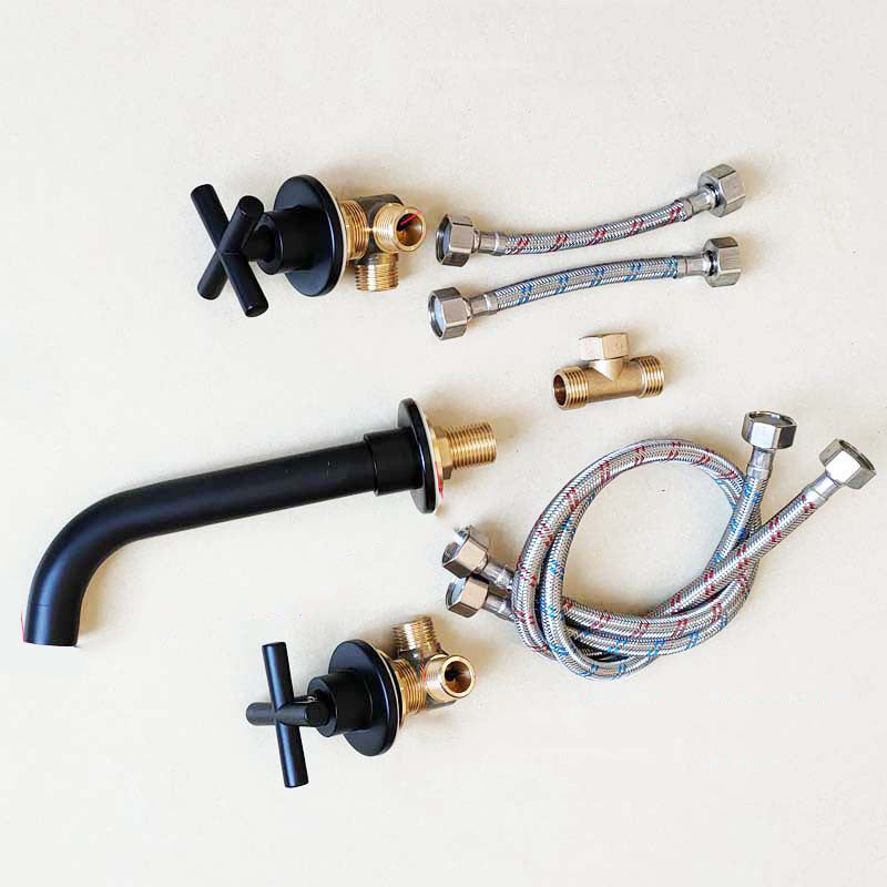 Lisslune | Modern Cross Handle Faucet Monochrome Wall Mounted Bathroom Faucet