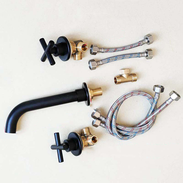 Lisslune | Modern Cross Handle Faucet Monochrome Wall Mounted Bathroom Faucet