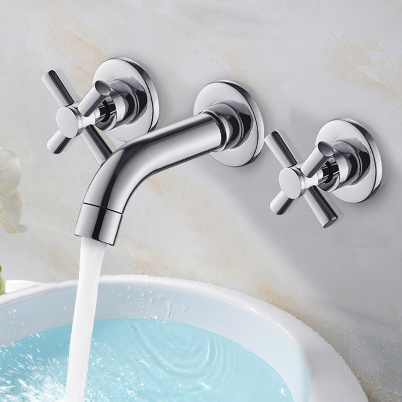 Lisslune | Modern Cross Handle Faucet Monochrome Wall Mounted Bathroom Faucet