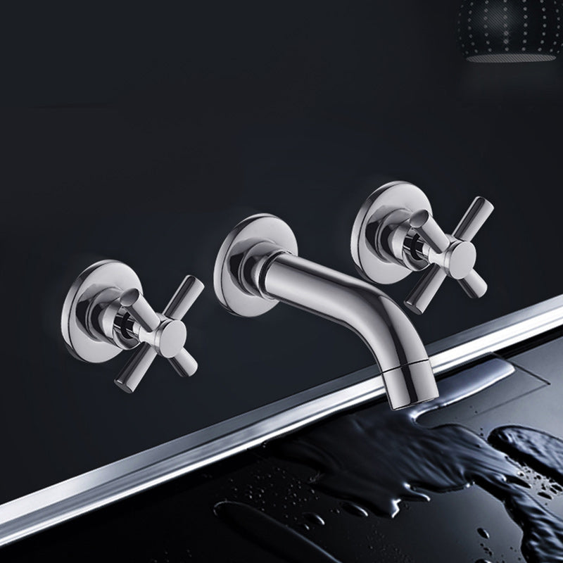 Lisslune | Modern Cross Handle Faucet Monochrome Wall Mounted Bathroom Faucet