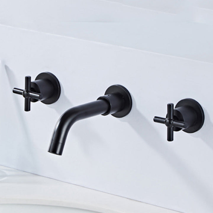 Lisslune | Modern Cross Handle Faucet Monochrome Wall Mounted Bathroom Faucet