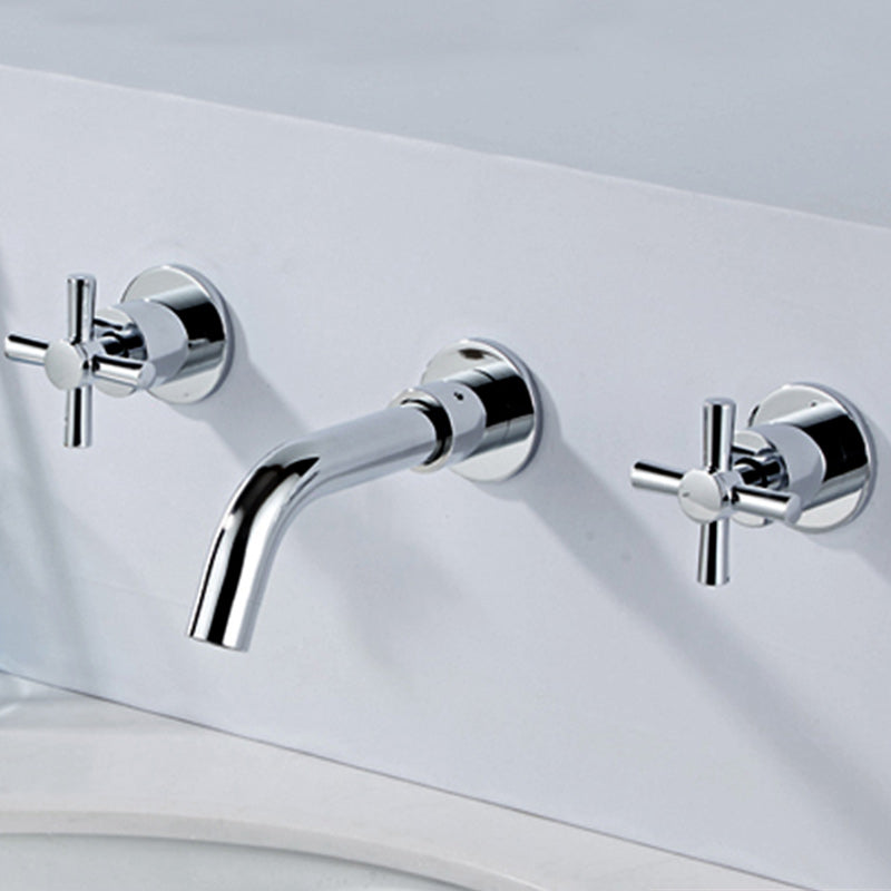 Lisslune | Modern Cross Handle Faucet Monochrome Wall Mounted Bathroom Faucet