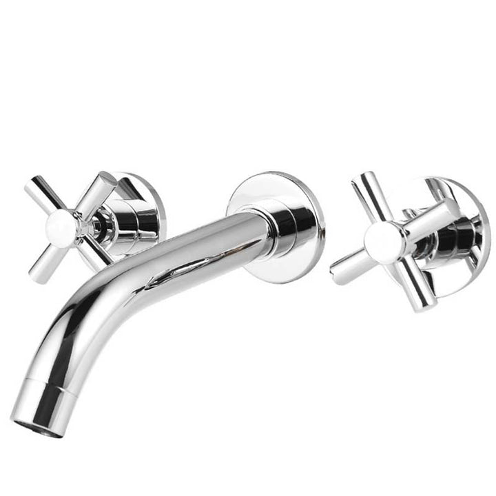 Lisslune | Modern Cross Handle Faucet Monochrome Wall Mounted Bathroom Faucet