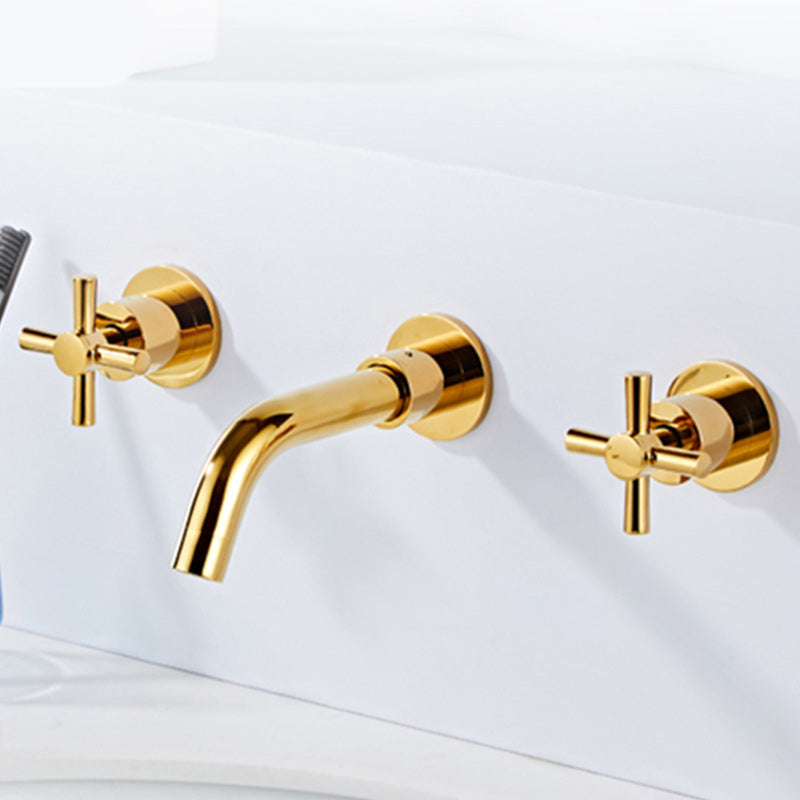 Lisslune | Modern Cross Handle Faucet Monochrome Wall Mounted Bathroom Faucet