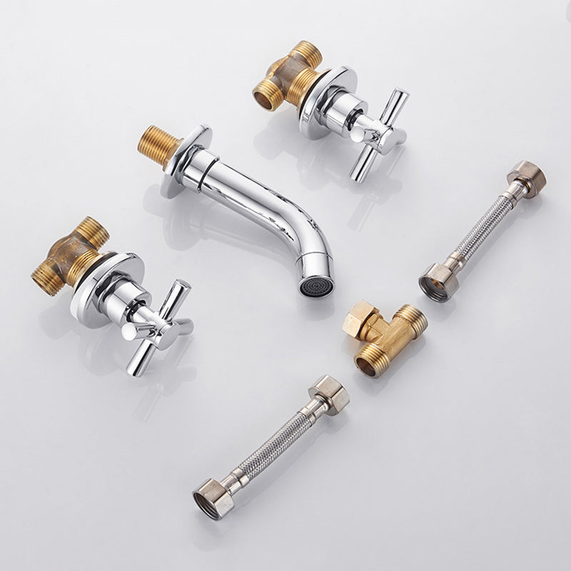 Lisslune | Modern Cross Handle Faucet Monochrome Wall Mounted Bathroom Faucet