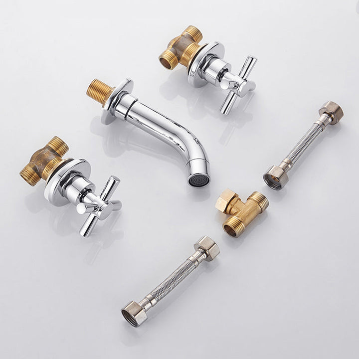 Lisslune | Modern Cross Handle Faucet Monochrome Wall Mounted Bathroom Faucet