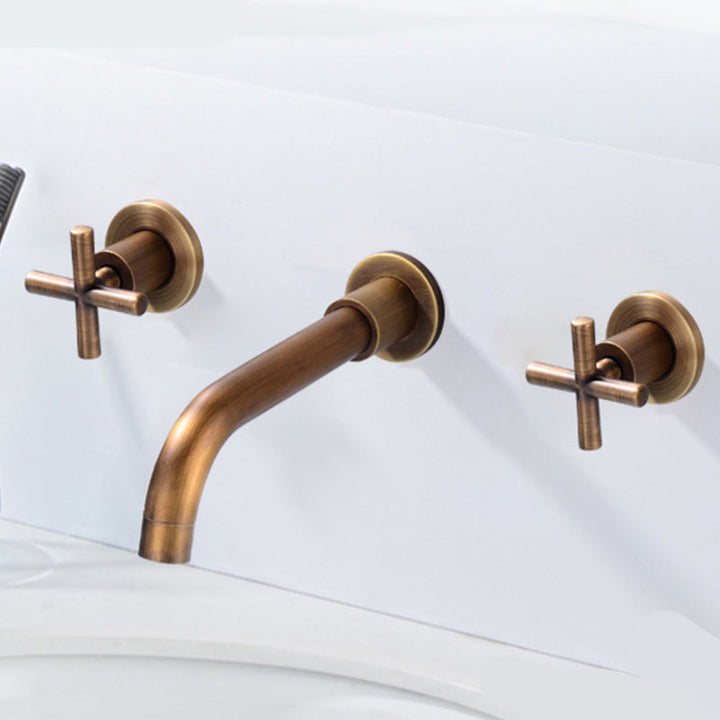 Lisslune | Modern Cross Handle Faucet Monochrome Wall Mounted Bathroom Faucet