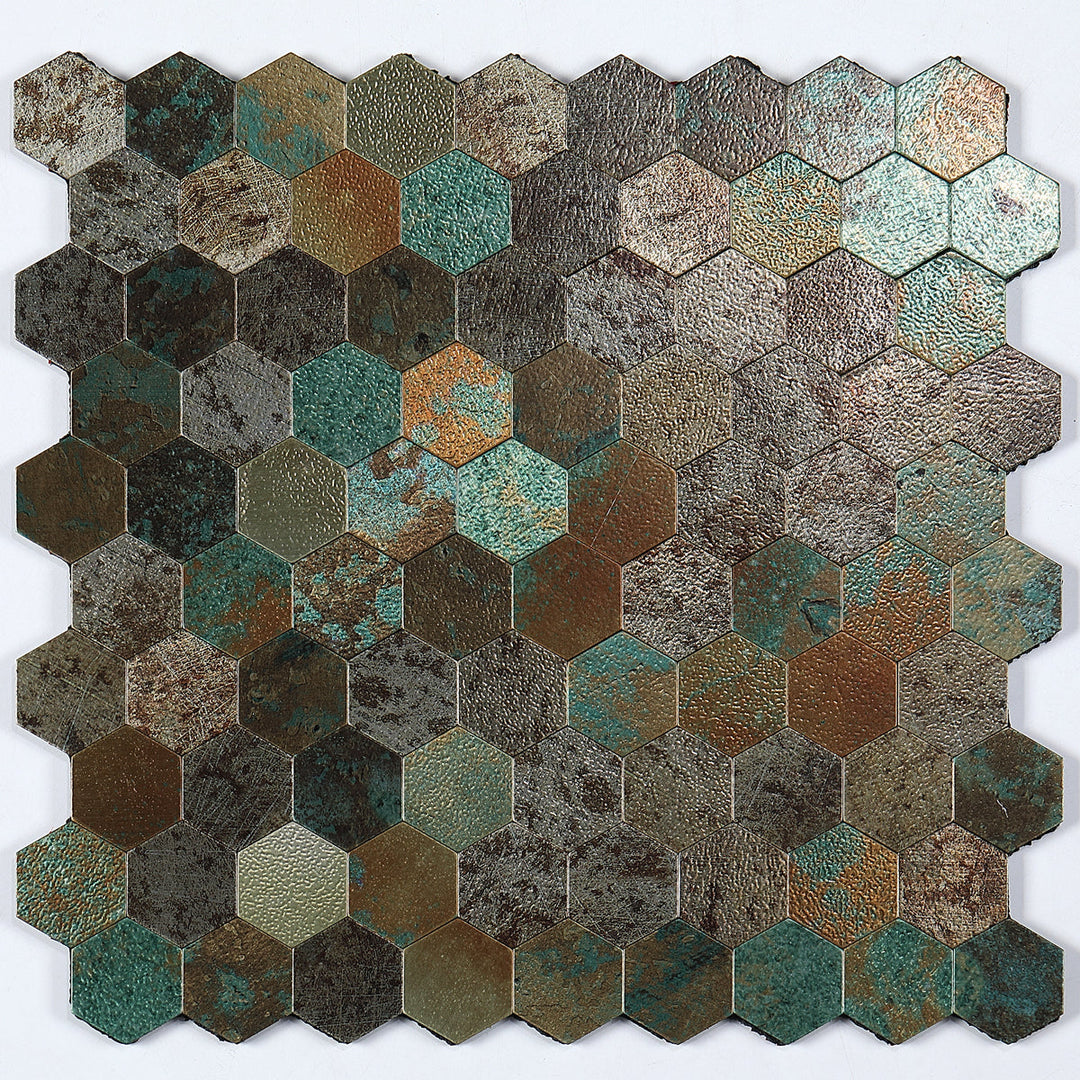 Lisslune | Modern Tile-Peel & Stick Metal Mosaic Tile Hexagon Peel & Stick Subway Tile
