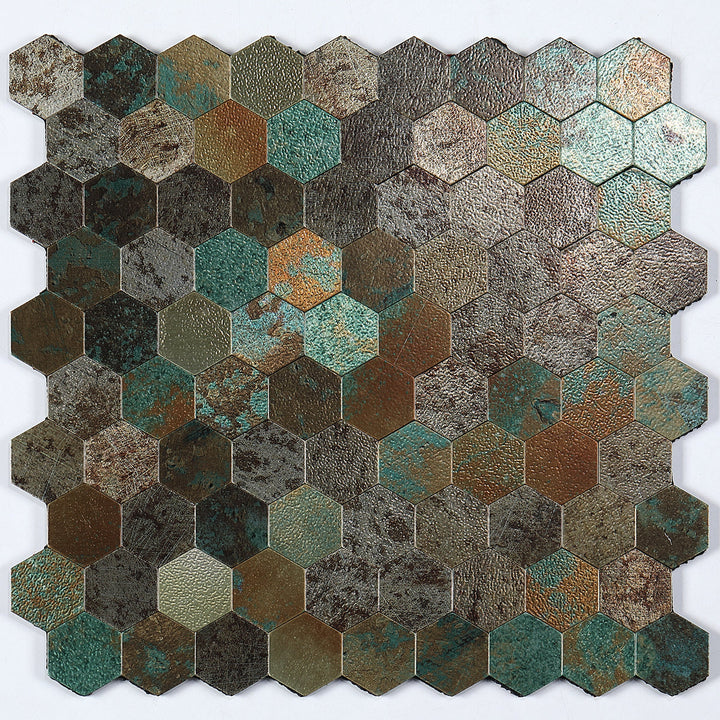 Lisslune | Modern Tile-Peel & Stick Metal Mosaic Tile Hexagon Peel & Stick Subway Tile
