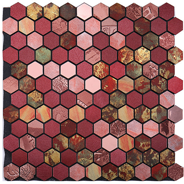 Lisslune | Modern Tile-Peel & Stick Metal Mosaic Tile Hexagon Peel & Stick Subway Tile