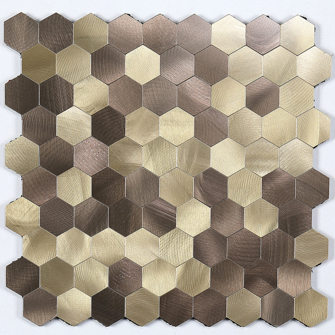 Lisslune | Modern Tile-Peel & Stick Metal Mosaic Tile Hexagon Peel & Stick Subway Tile