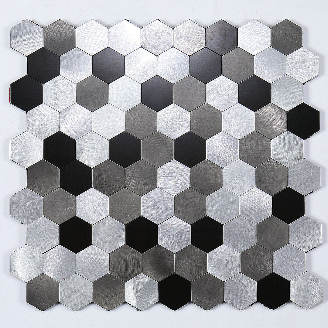 Lisslune | Modern Tile-Peel & Stick Metal Mosaic Tile Hexagon Peel & Stick Subway Tile