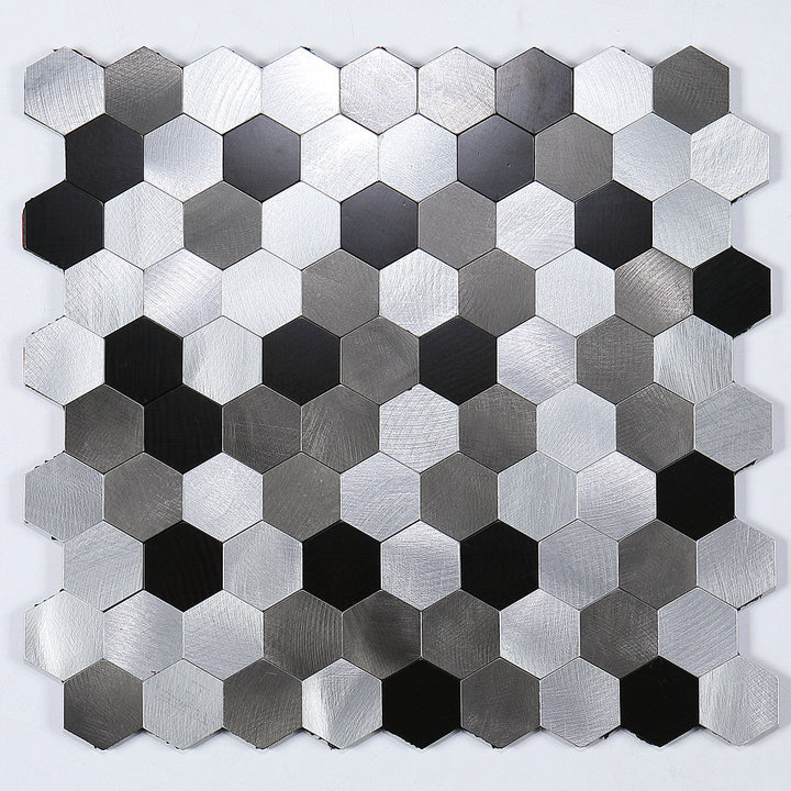 Lisslune | Modern Tile-Peel & Stick Metal Mosaic Tile Hexagon Peel & Stick Subway Tile