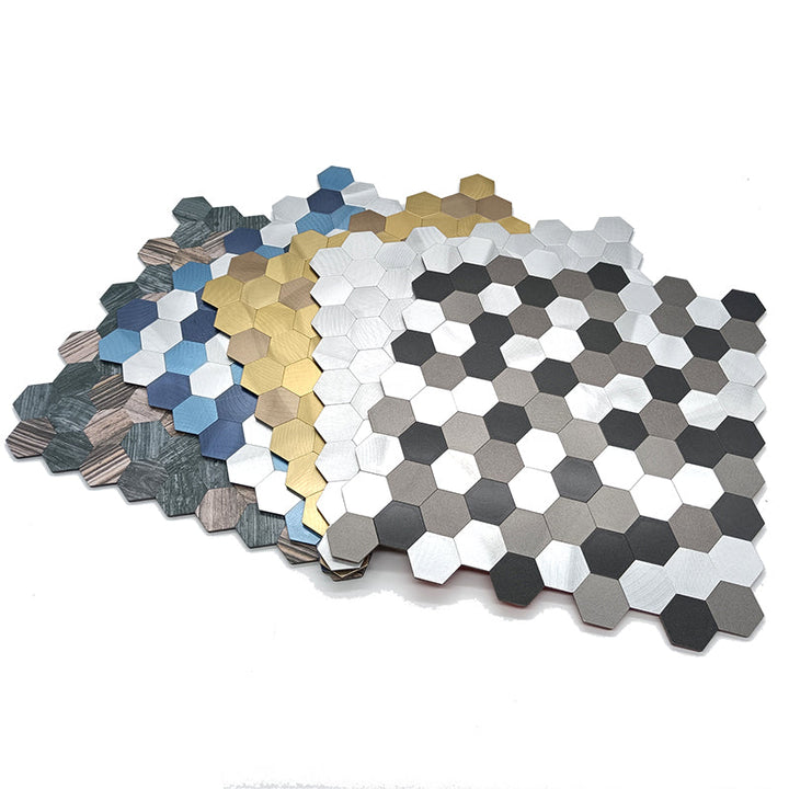 Lisslune | Modern Tile-Peel & Stick Metal Mosaic Tile Hexagon Peel & Stick Subway Tile