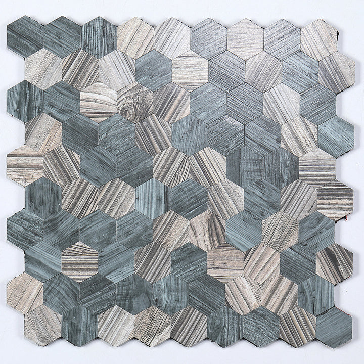 Lisslune | Modern Tile-Peel & Stick Metal Mosaic Tile Hexagon Peel & Stick Subway Tile