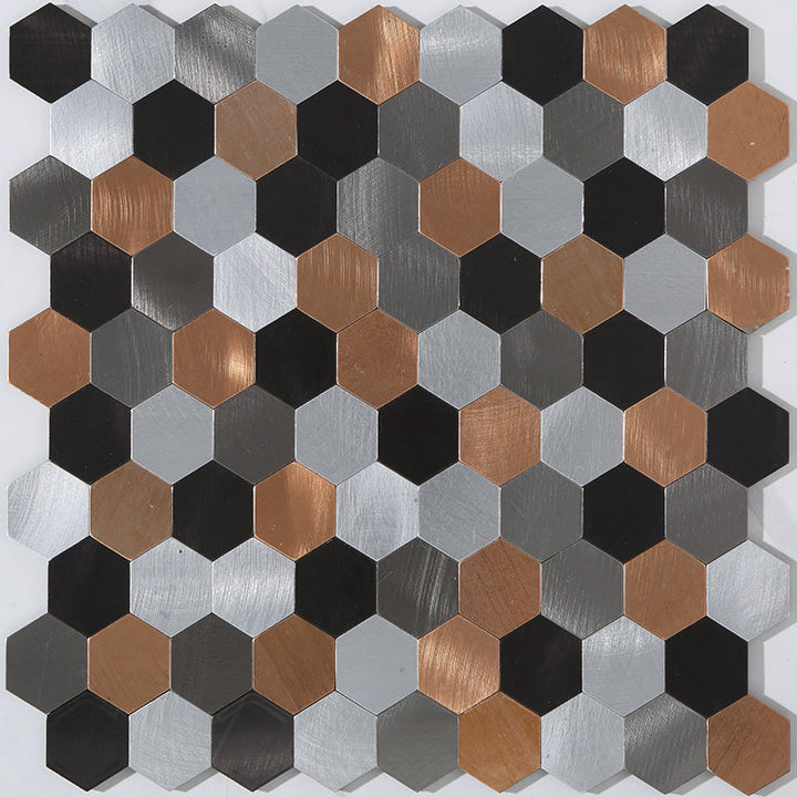 Lisslune | Modern Tile-Peel & Stick Metal Mosaic Tile Hexagon Peel & Stick Subway Tile