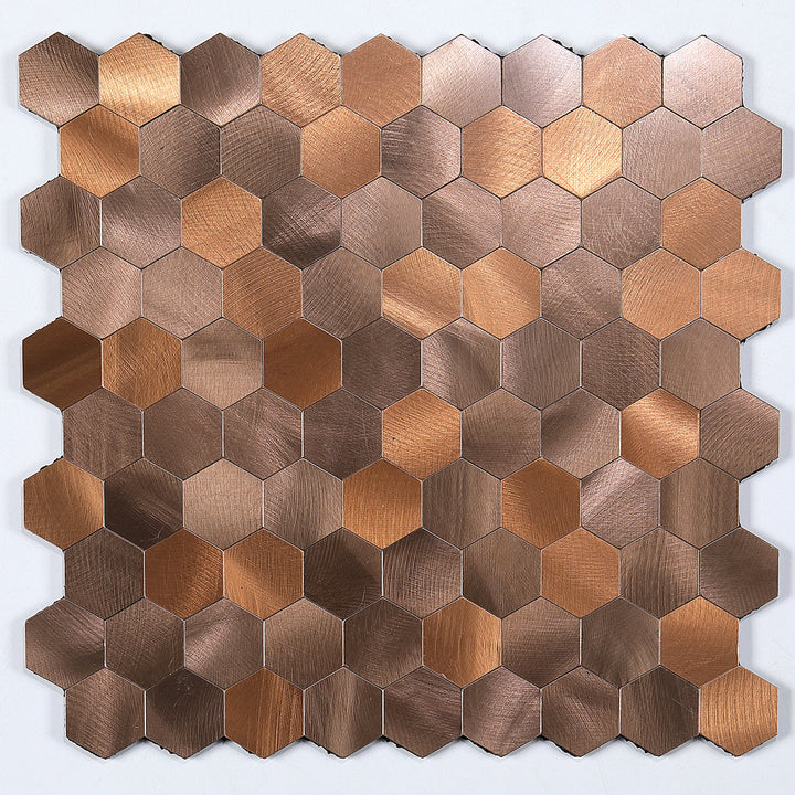Lisslune | Modern Tile-Peel & Stick Metal Mosaic Tile Hexagon Peel & Stick Subway Tile