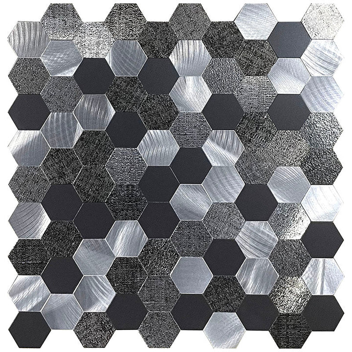Lisslune | Modern Tile-Peel & Stick Metal Mosaic Tile Hexagon Peel & Stick Subway Tile
