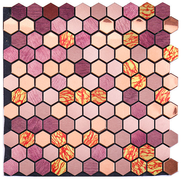 Lisslune | Modern Tile-Peel & Stick Metal Mosaic Tile Hexagon Peel & Stick Subway Tile