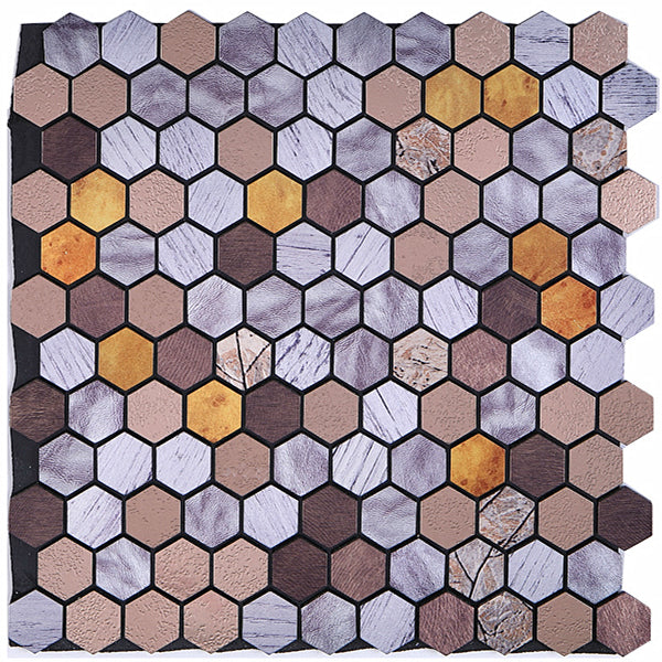Lisslune | Modern Tile-Peel & Stick Metal Mosaic Tile Hexagon Peel & Stick Subway Tile