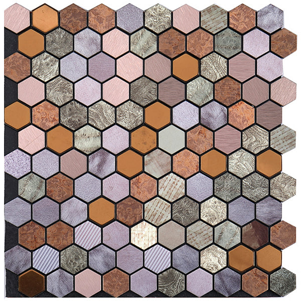 Lisslune | Modern Tile-Peel & Stick Metal Mosaic Tile Hexagon Peel & Stick Subway Tile