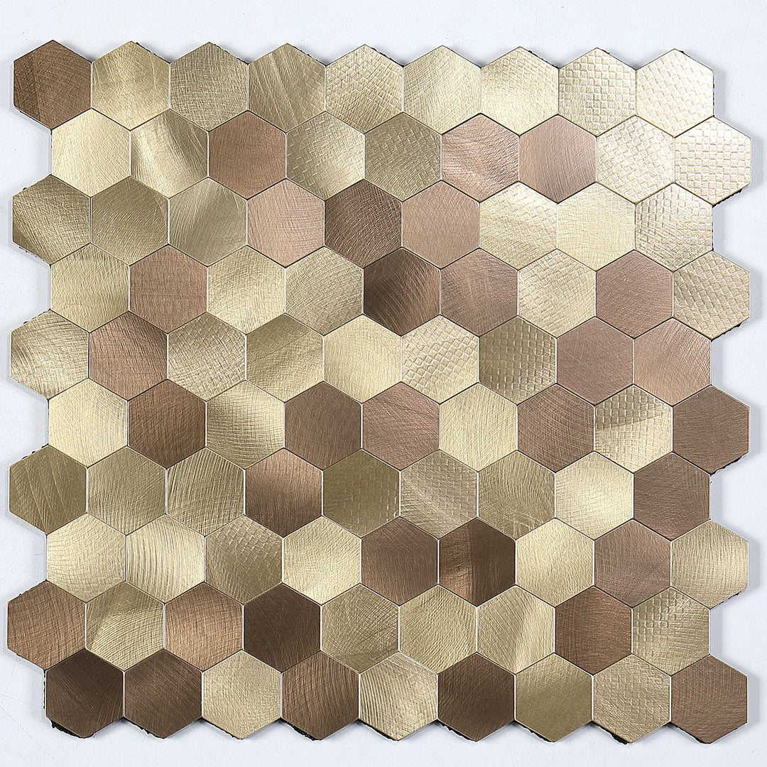 Lisslune | Modern Tile-Peel & Stick Metal Mosaic Tile Hexagon Peel & Stick Subway Tile