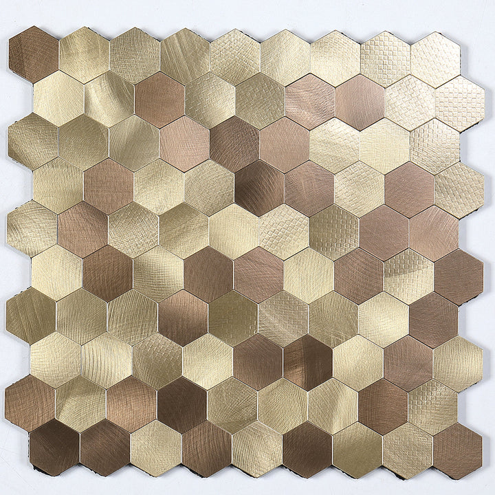 Lisslune | Modern Tile-Peel & Stick Metal Mosaic Tile Hexagon Peel & Stick Subway Tile