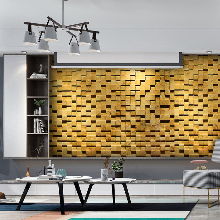 Lisslune | Wood Mosaic Cladding Shiplap Glue Contemporary Interior Wall Cladding