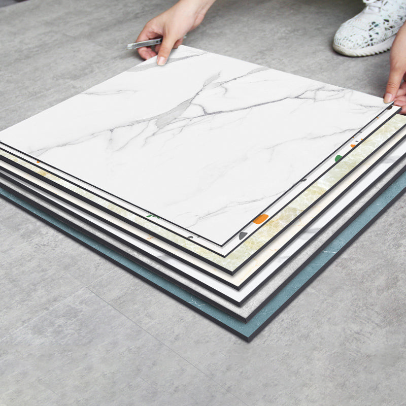 Lisslune | Modern PVC Peel and Stick Tile Floor Marble Look Mold Resistant Vinyl Tiles