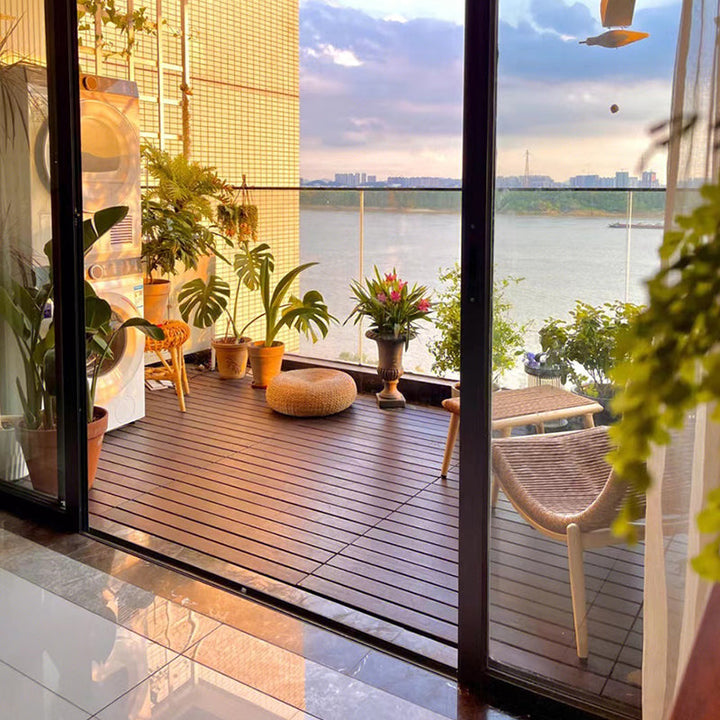 Lisslune | Modern Style Square Wood Flooring Corrosion Resistant Outdoor Wood Flooring