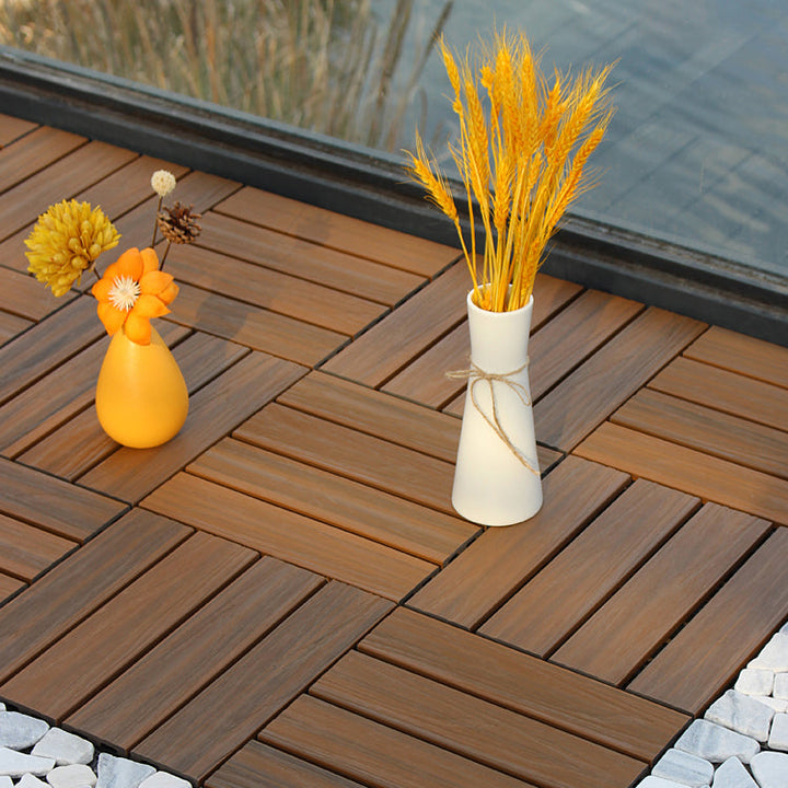 Lisslune | Deck Plank drilled hardwood tiles exterior flooring