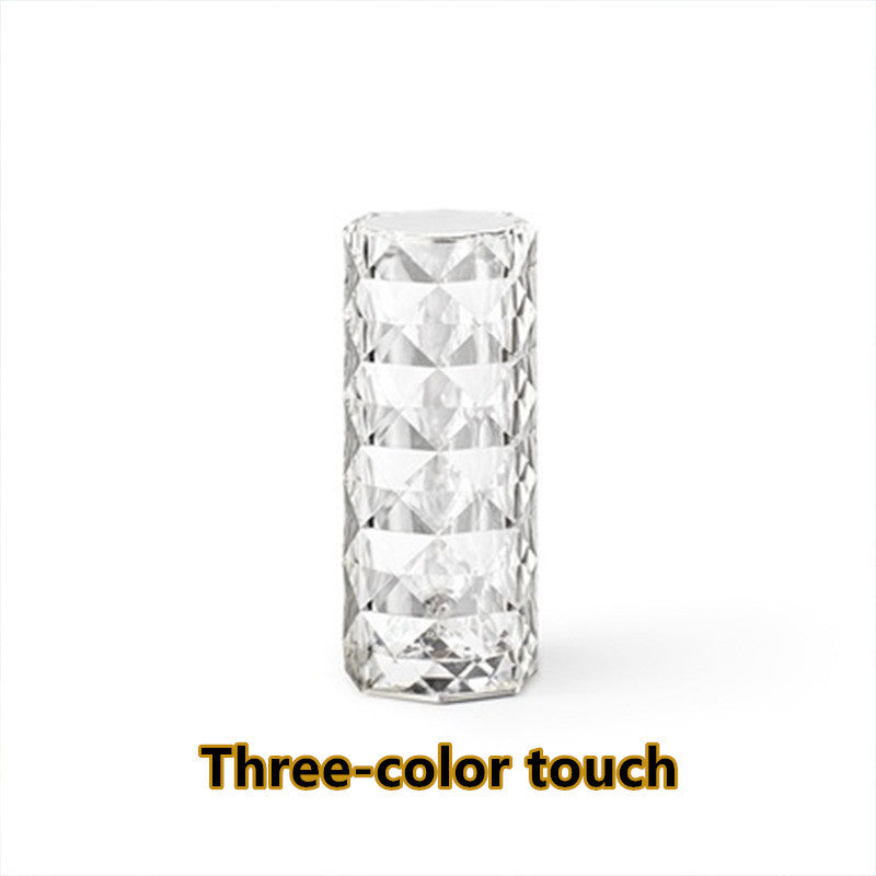 Lisslune | Nordic Crystal Lamp USB Table Lamps Bedroom Touch Dimming Atmosphere Diamond Night Light Rose Projector Lamp Decor